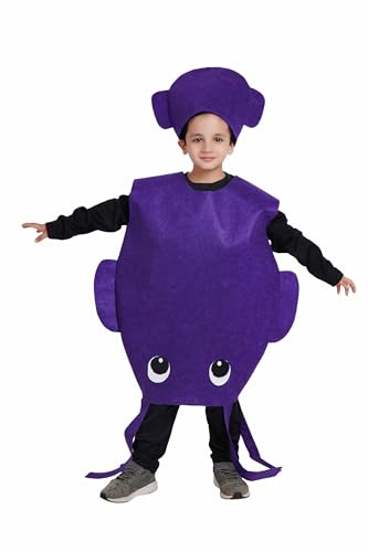 Image of Kaku Fancy Dresses Polyester Squid Cutout for kids, Water Animal Costume For Boys & Girls (Freesize /Only Cutout with Cap), Purple