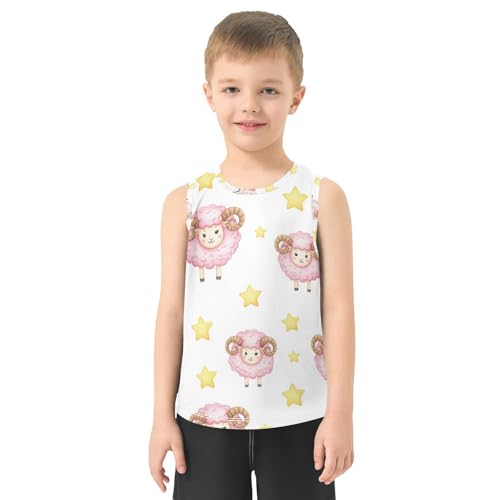 J JOYSAY Cartoon Goat Stars Boys Tank Top Sleeveless Muscle Shirts Quick Dry Active Workout Sport Kids T-Shirts 3-15T2