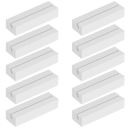 YCHYAN 10 stuks houten kaarthouders, tafelstandaard van beukenhout, bruiloftstafelmarker, menuhouders voor restaurants, geschikt voor thuis, restaurant, bruiloft, koffie (wit)