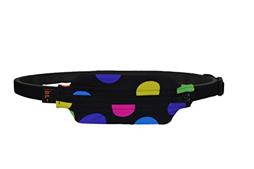 SPIbelt Kids No-Bounce Belt with Hole for Insulin Pump, Medical Devices or Headphones for Active Kids! (Polka Dot with Black Zipper)
