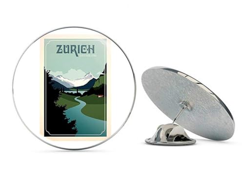 Vintage Art Zurich Switzerland (Swiss Old Logo) Metal 0.75" Lapel Hat Pin Tie Tack Pinback2