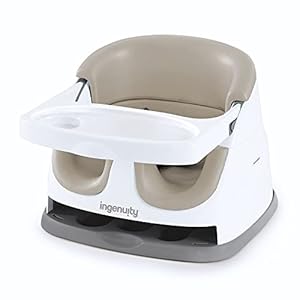 Ingenuity Baby Base 2-in-1 Booster Feeding & Floor Seat with Self-Storing Tray, Cashmere