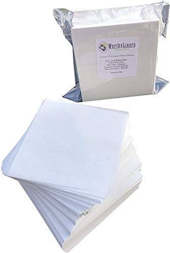 Worthy Liners 4 X 4 Inch 1000 Sheets | Parchment Paper Squares | Made in USA | Nonstick Precut Baking Parchment