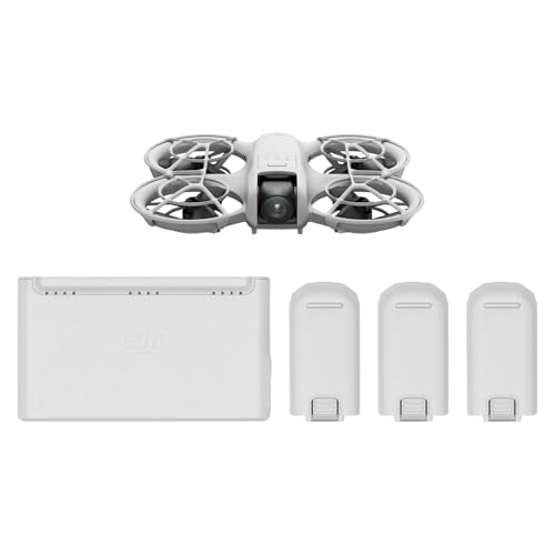 DJI Neo Combo Tre batterie, mini drone con fotocamera UHD 4K per adulti, 135g drone che vola da solo e ti segue, decollo dalla mano, tracciamento del soggetto, QuickShot, (senza radiocomando)