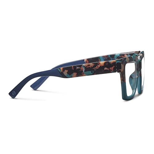 Peepers by PeeperSpecs Women's Take a Bow Square Blue Light Blocking Reading Glasses, Teal Botanico/Teal, 51