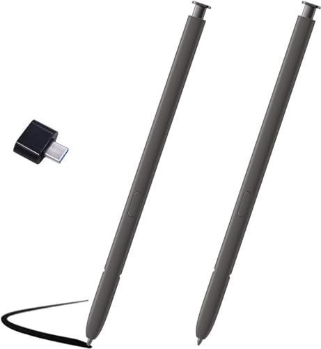 Stylets pour Samsung S24 Ultra lot de 2 rechanges gris foncé sans Bluetooth et adaptateur Type-C