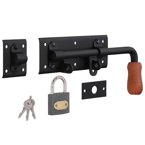 KOTARBAU® Torriegel Rechts mit Vorhängeschloss Türriegel Bolzenriegel Schlossriegel Schubriegel Pulverbeschichtet Riegelverschluss Torverschluss 280mm