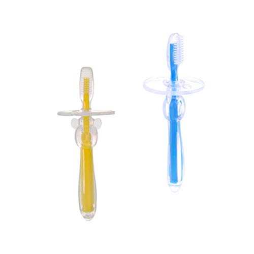 Conjunto de escova de dentes de silicone para bebês, escova de dentes para bebês, escova de dentes d
