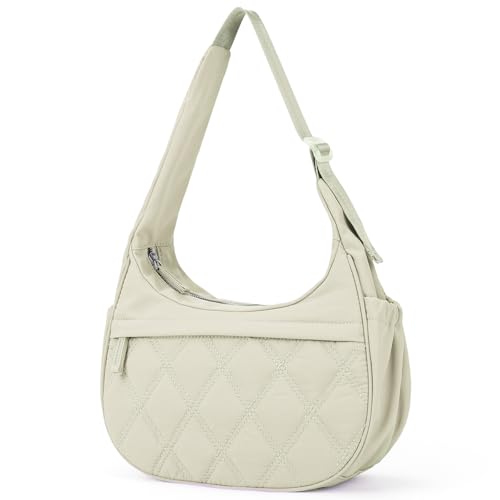 Image of JANKS Small Puffer Crescent Shoulder Bag for Women, Nylon Quilted Puffy Crossbody Purse, Cute Hobo Shoulder Handbags