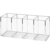 Amazon.co.jp: NIUBEE 大容量ペン立て 4格 仕切り 透明アクリル製 ペン