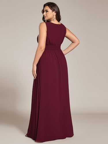 Image of Ever-Pretty Plus Women's Round Neck Sleeveless Empire Waist Maxi Plus Size Formal Gowns Bridesmaid Dresses