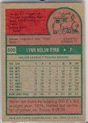 1975 Topps Baseball Card #500 Nolan Ryan