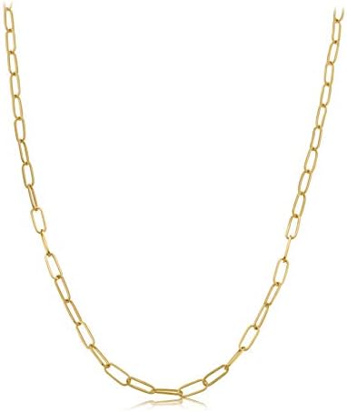 LoveBling 14k Yellow Gold 3mm Paper Clip Link Necklace (22")