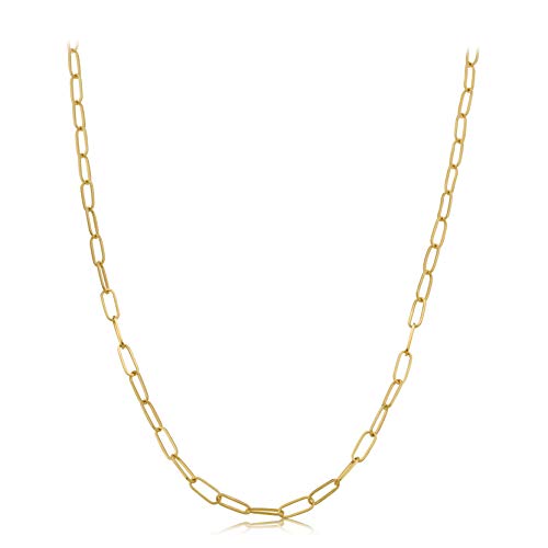14k Yellow Gold 3mm Paper Clip Link Necklace