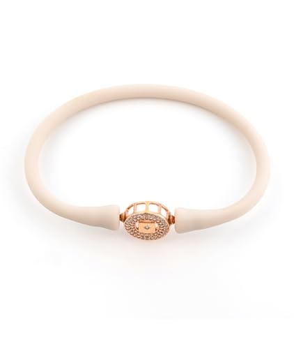 Image of Sterling Silver 925 Wrestband Bracelet for Women, Rose Gold, Rhodium Polished, Crystal Charm, Everyday Wear