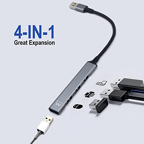 Ewent EW1144 USB A Hub, 4 Port Ultra Slim Data Hub with 3 USB A 2.0 Ports, 1 USB A 3.2 Port - Image 4