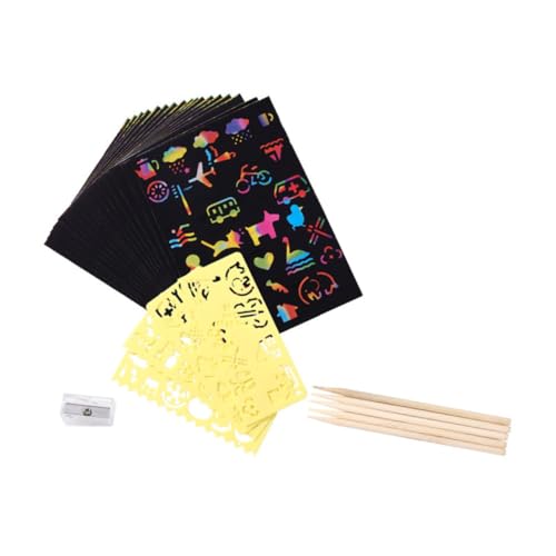 Kisangel Educational Boys and Set Scratch Painting Toy Hand-Painted Scratch Cards Boy Girl DIY Cards Set Sheets