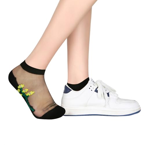 Image of Benefeet Sox Sheer Socks for Women Girls Mesh Ankle Socks Transparent Mesh Lace Sock Cute Thin Nylon See Through Sock