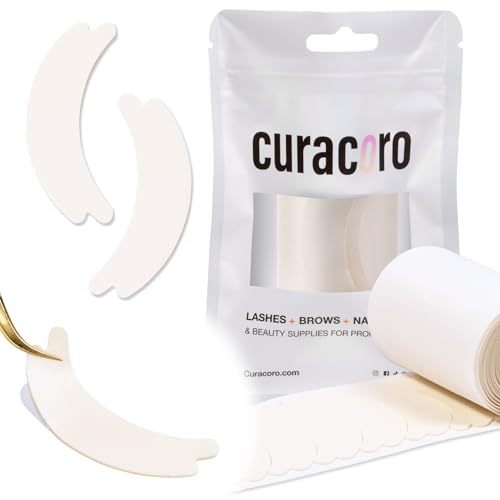 Curacoro Double Foam Eye Pads For Lash Extension Hypoallergenic Eye Pads Lash Extension Supplies for Oily Skin & Sensitive Eyes Soft Sticky Pads for Lash Perm Lamination Lash Remover (46 Pads)