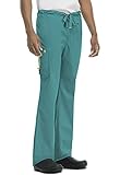 Code Happy Bliss w/Certainty Men Scrubs Pant Drawstring Cargo 16001AB, XS, Teal