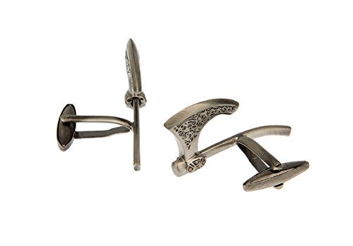 MRCUFF Broadaxe Ax Axe Medieval Gunmetal Black Hatchet Cufflinks in a Presentation Gift Box & Polishing Cloth3