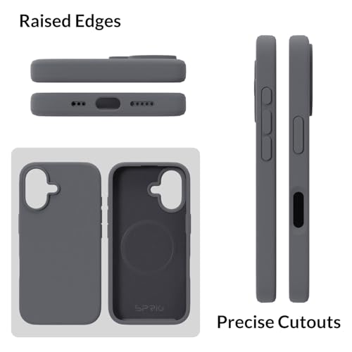 Image of SPRIG Compatible with iPhone 16 Premium SilkMag (Liquid Silicone Magnetic) Back Cover Drop Tested Shock Proof Mobile Case for Men, Women, Boys and Girls with Camera Protection (Dark Grey)