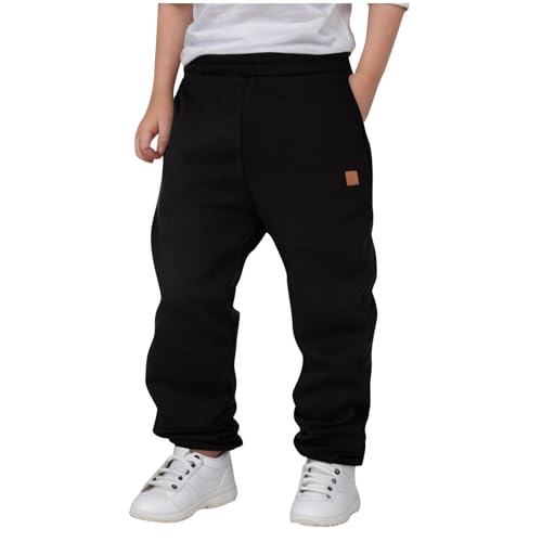 Boys Baggy Sweatpants Athletic Straight Elastic Waist Joggers Pants Workout Outdoor Casual Fleece Trousers with Pockets