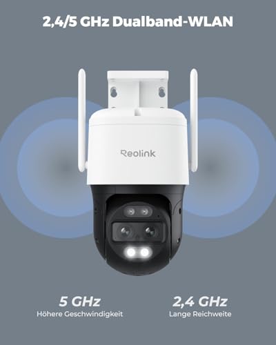 Reolink 4K 8MP Wi-Fi 6 PTZ Überwachungskamera Aussen WLAN mit Dual-Objektiv, Auto-Tracking-Zoom, WLAN Kamera Outdoor mit Personen-/Fahrzeug-/Tiererkennung, Farbnachtsicht, Außenkamera, TrackMix WiFi