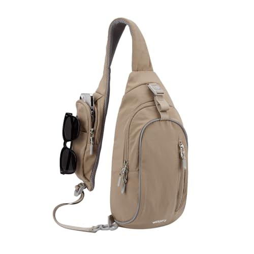 WATERFLY Crossbody Sling Backpack Sling Bag: Small and Stylish Design for Hiking Travel and Everyday Use Khaki