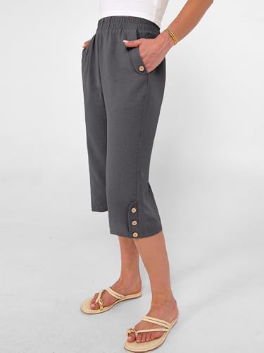 Image of ANRABESS Womens Wide Leg Capri Pants Elastic Waist Casual Loose Lounge Trousers 2026 Summer Flowy Beach Vacation Clothes