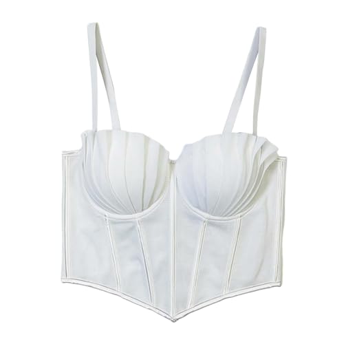 Vhersily Corsés de mujer para mujer, top sexy con tirantes delgados Push Up sujetador sin mangas, blanco, 34