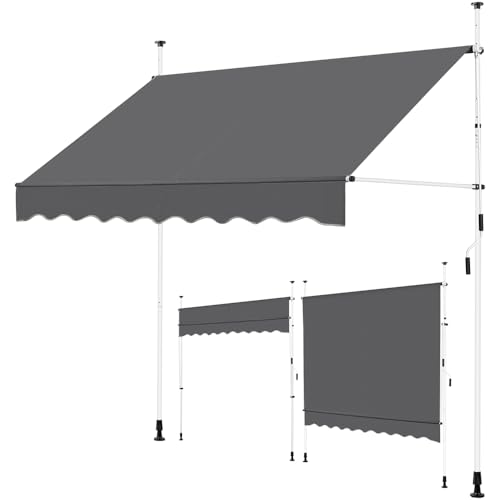 Yaheetech Klemmmarkise 250cm Bereit Balkonmarkise mit Handkurbel...