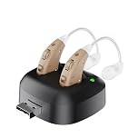 Hearing Aids, JINGHAO Rechargeable Hearing Aids for Seniors and Adults, Behind-the-Ear (BTE) with Charging Dock, Beige