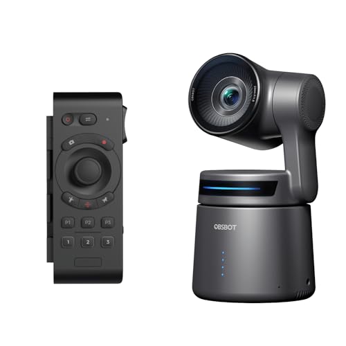 OBSBOT Tail Air & Remote Controller Combo, Cámara PTZ con Seguimiento por IA, Aplicación Inteligente, Control por Gestos, Webcam HDMI/USB C/Inalámbrica, Cámara de Vídeo para Streaming en Vivo para Igl