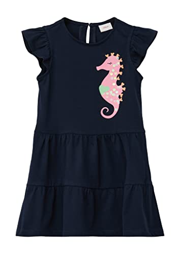 s.Oliver Mädchen 2130591 Kleid mit Pailletten, Blau 5952, 116