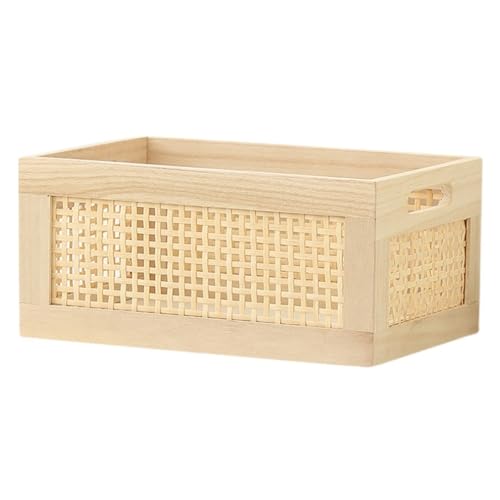 Cesta de almacenamiento rectangular tejida a mano para ahorrar espacio en gabinetes 4