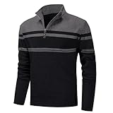 [KEFITEVD] セーター メンズ タートルネック インナー 長袖 ハーフジップ ゴルフ ウェア 大きいサイズ 防寒 ニット 無地 おしゃれ 暖かい ブラック 2XL