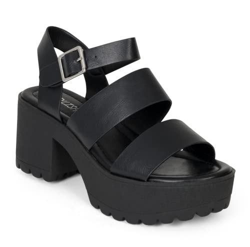 STYLISH S MARIA-S - Womens Open Toe Double Band Chunky Block Heel Lug Sole Platform Sandals With Adjustable Ankle Buckle3