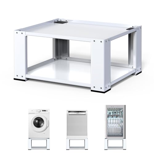 Matalde 28' Washer and Dryer Pedestals Fit 27 and 28 Inch, Laundry Pedestal Stand for Washer and Dryer ,Alloy Steel Washing Machine Stand Raiser, Washer Dryer Pedestal 15.75'' Height White