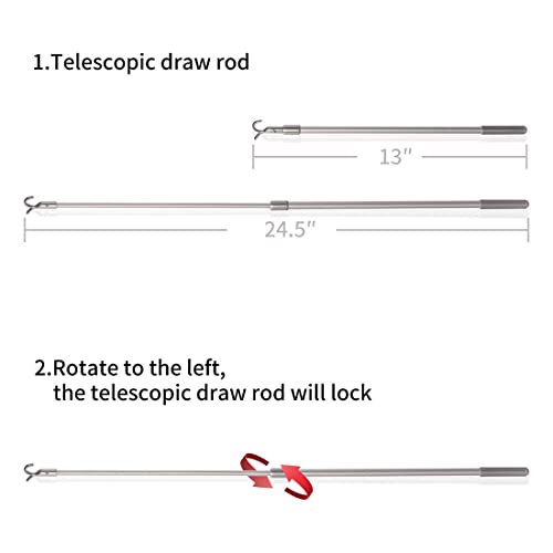 Berissa Tension Rod Blinds Draw Rod For Cordless Cellular Shades, Easy To Pull The Shades Up And Down, 14.3" - 23". #TOP5