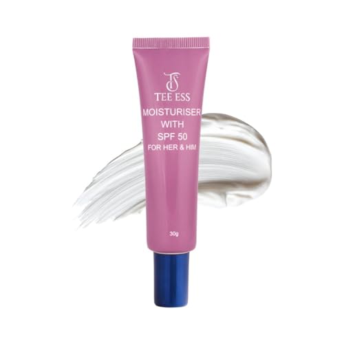 Image of TEE ESS Moisturiser with SPF 50 | Unisex Moisturiser | Lightweight & Non-Greasy Face Cream | Deep Hydration with Vitamin E | Daily Skincare | For All Skin Types | Men & Women | 30g