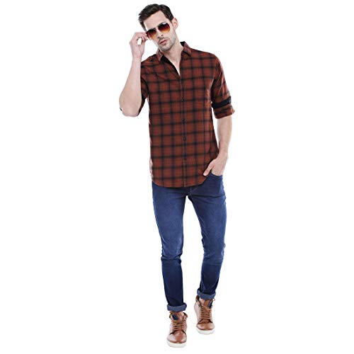 Image of Dennis Lingo Men Cotton Checkered Slim Fit Casual Shirt