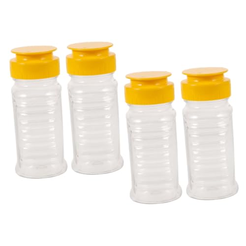 BESPORTBLE 4個 蜂蜜装瓶 液だれしないスクイーズボトル 透明プラスチック製 調味料 メープルシロップ ケチャップ マスタード用 軽量 携帯便利