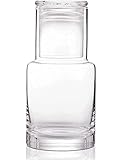 Bedside Carafe and Glass Set, Use Tumbler as Lid Night Water Carafe for Nightstand, Mouthwash Dispenser Pitcher with Glass Cup for Keeps Water Clean in Bedroom, Bathroom, or Kitchen