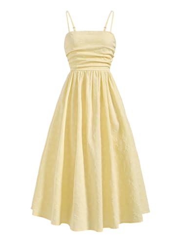 Women's Square Neck Sleeveless Dress A Line Flowy Midi Vacation Dresses