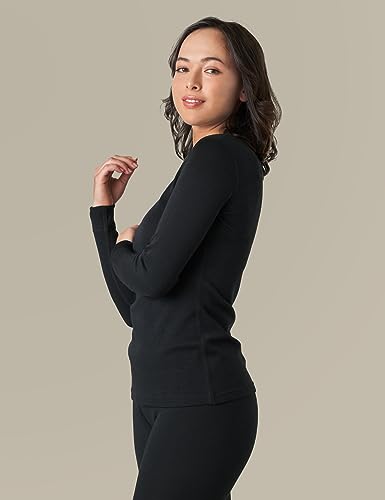 LAPASA Women's 100% Merino Wool Midweight Thermal Activewear Set (Long Sleeve Shirt & Pants)