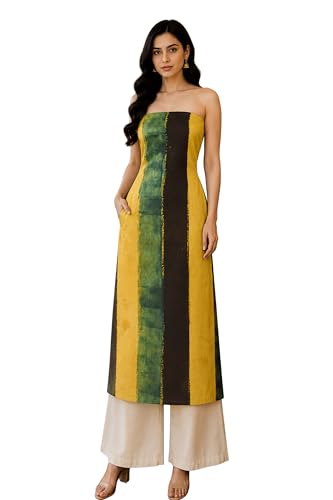 Image of Ethnics of Kutch Women's Ajrakh Modal Silk Natural Dye Hand Block Print Unstitched Kurta Fabric (For Lenght - Refer Bullet Point Below)