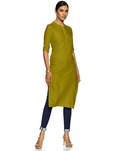 Image of Aurelia Womens Mandarin Collar Solid Kurta