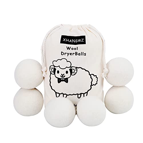 Wool Dryer Balls 6 Pack XL Laundry Balls,New Zealand Wool Natural Organic Fabric,Baby Safe Without Chemical Additives,Clothing Anti Winding,Remove Static Electricity,Reduce Folds,Shorten Dryer Time