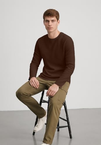 Image of Nobero Ottoman Texture Full Sleeve T-Shirt for Men | 240 GSM Regular fit Tshirt for Men | Casual Wear